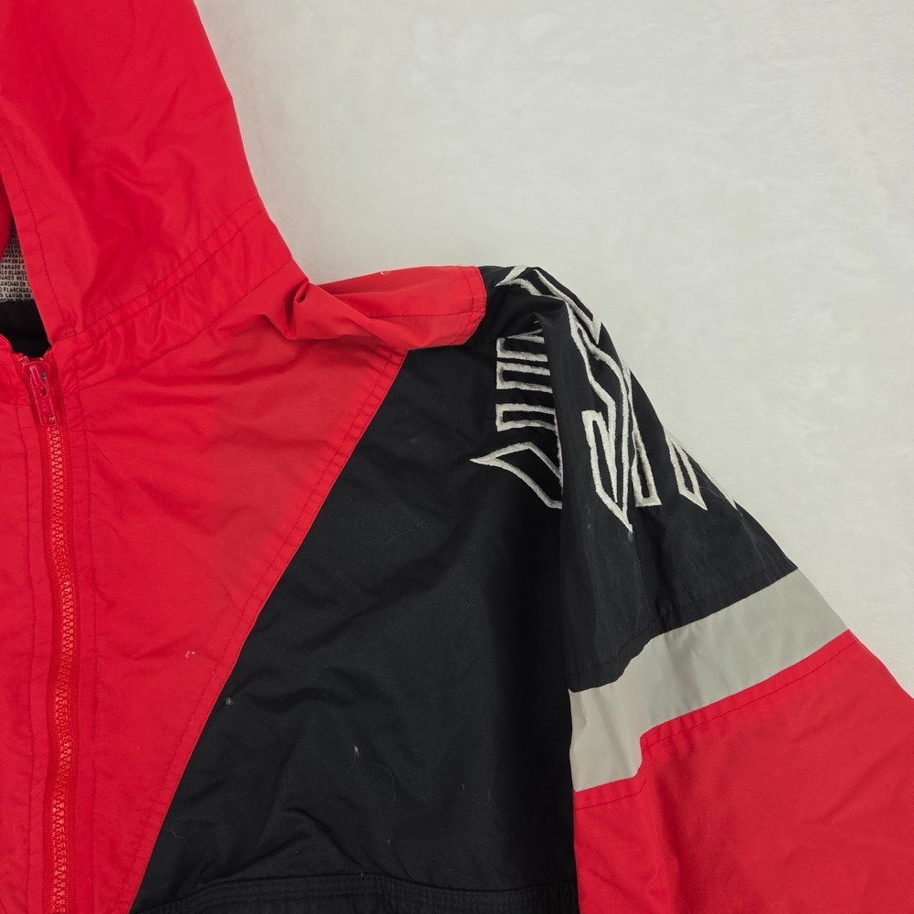 VTG 90s Ohio State Nutmeg Mills Pullover Windbreaker Jacket Mens Large Black Red - Picture 4 of 13